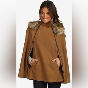 BCBGMaxAzria Ryder Poncho with Fur Collar